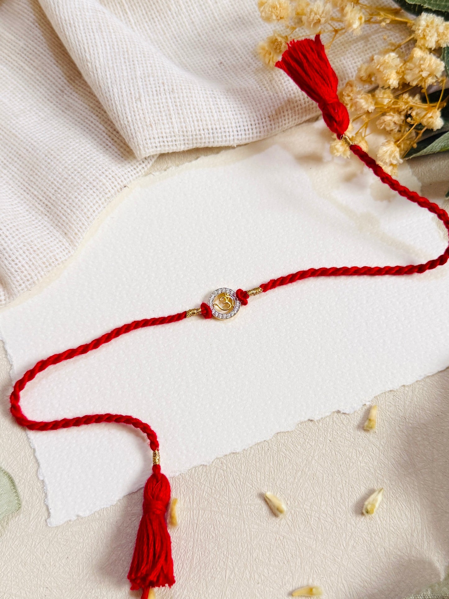 Om with Diamond Silver Rakhi