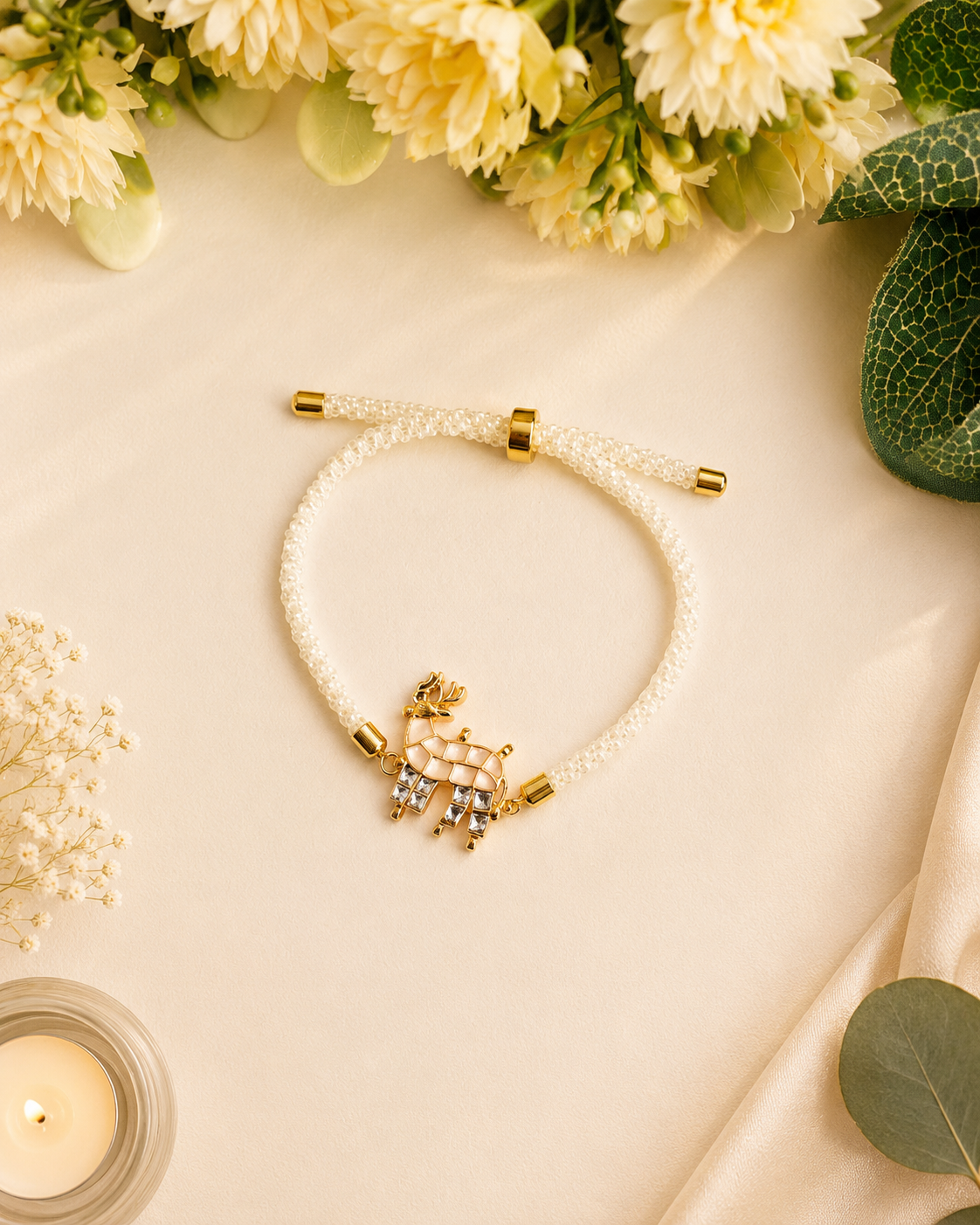 Dear Pachi Kundan Bracelet Bhai Rakhi