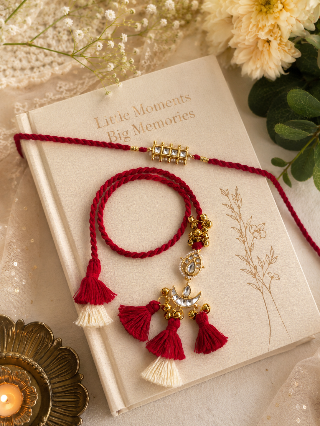 Royal Kundan Bhai Bhabhi Rakhi Set
