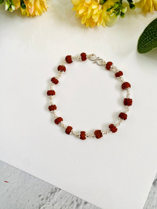 Rudraksha Silver Bracelet Bhai Rakhi