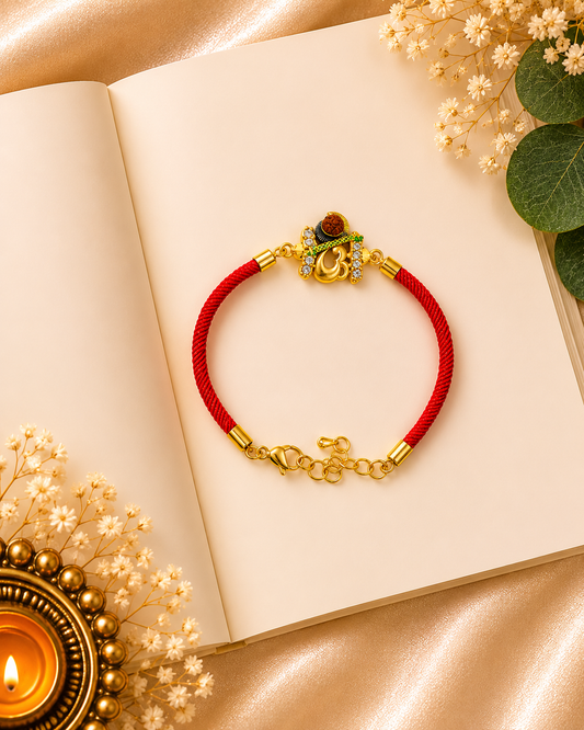 Antique Om diamond Anti-Tarnish Bhai Rakhi