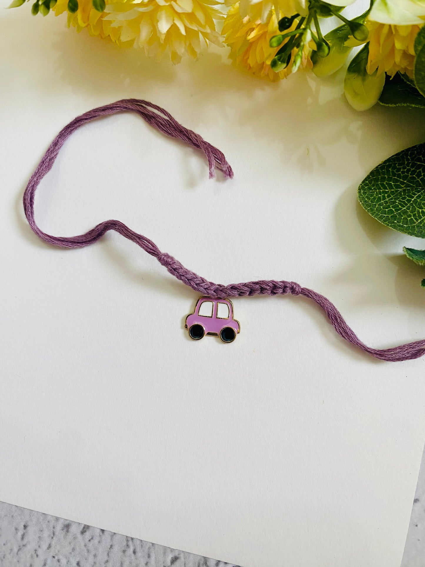 Car Charm With Crochet Band Kids Rakhi