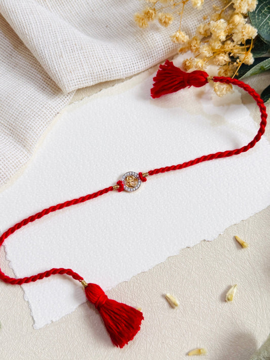 Ganesha with Diamond Silver Bhai Rakhi