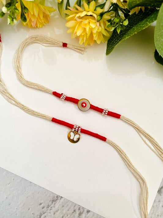 Small Butterfly Charm Bhai Bhabhi Rakhi Set